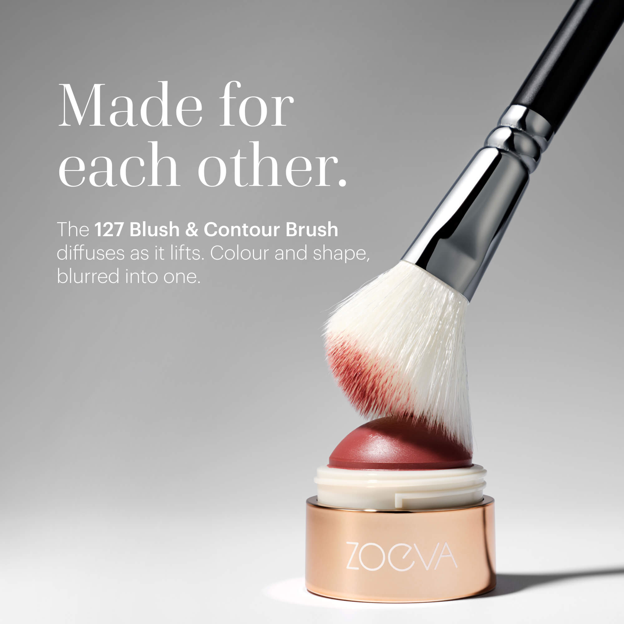 Made for each other. The 127 Blush & Contour Brush diffuses as it lifts.